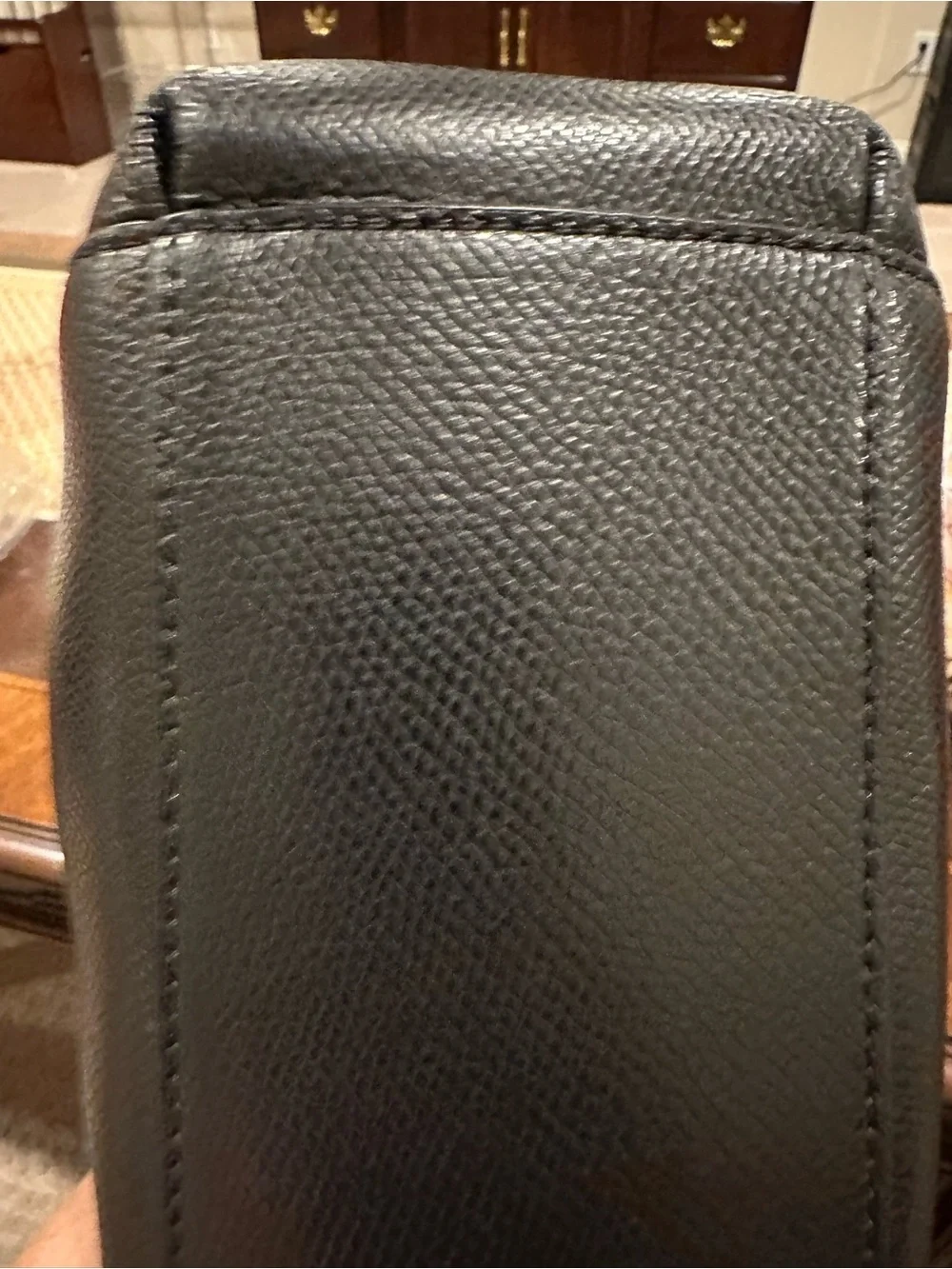 Coach Christie CarryAll Handbag in Black Pebble Grain Leather Double Zip Top EUC